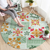 hawaii-tapa-tribal-round-carpet-with-hawaiian-quilt-pattern-green