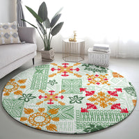 hawaii-tapa-tribal-round-carpet-with-hawaiian-quilt-pattern-green