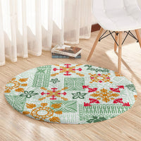 hawaii-tapa-tribal-round-carpet-with-hawaiian-quilt-pattern-green