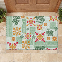 Hawaii Tapa Tribal Rubber Doormat With Hawaiian Quilt Pattern Green - Wonder Print Shop