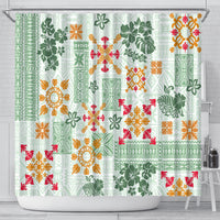 hawaii-tapa-tribal-shower-curtain-with-hawaiian-quilt-pattern-green