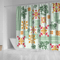 hawaii-tapa-tribal-shower-curtain-with-hawaiian-quilt-pattern-green