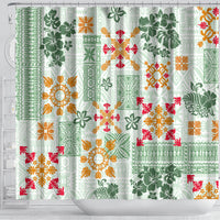 hawaii-tapa-tribal-shower-curtain-with-hawaiian-quilt-pattern-green