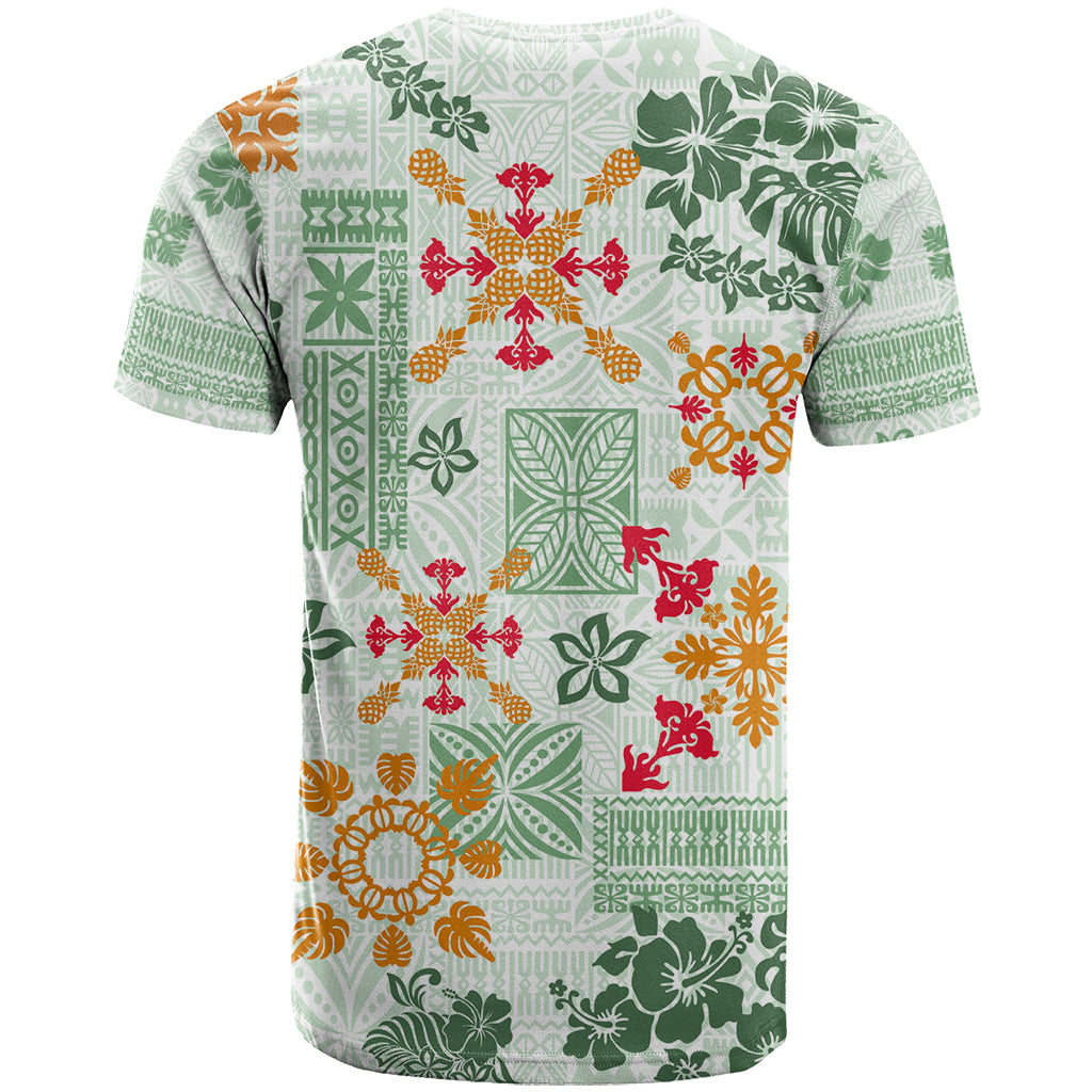 Hawaii Tapa Tribal T Shirt With Hawaiian Quilt Pattern Green - Wonder Print Shop