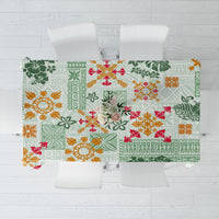 Hawaii Tapa Tribal Tablecloth With Hawaiian Quilt Pattern Green - Wonder Print Shop
