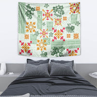 Hawaii Tapa Tribal Tapestry With Hawaiian Quilt Pattern Green - Wonder Print Shop