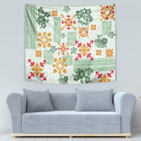 Hawaii Tapa Tribal Tapestry With Hawaiian Quilt Pattern Green - Wonder Print Shop