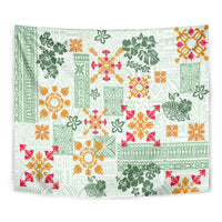Hawaii Tapa Tribal Tapestry With Hawaiian Quilt Pattern Green - Wonder Print Shop