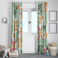 Hawaii Tapa Tribal Window Curtain With Hawaiian Quilt Pattern Green - Wonder Print Shop