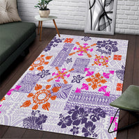 Hawaii Tapa Tribal Area Rug With Hawaiian Quilt Pattern Violet LT9 - Wonder Print Shop