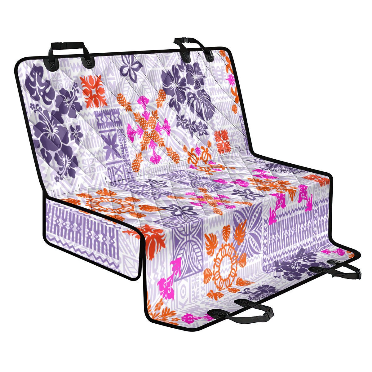 Hawaii Tapa Tribal Back Car Seat Cover With Hawaiian Quilt Pattern Violet LT9 - Wonder Print Shop