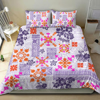 Hawaii Tapa Tribal Bedding Set With Hawaiian Quilt Pattern Violet LT9 - Wonder Print Shop
