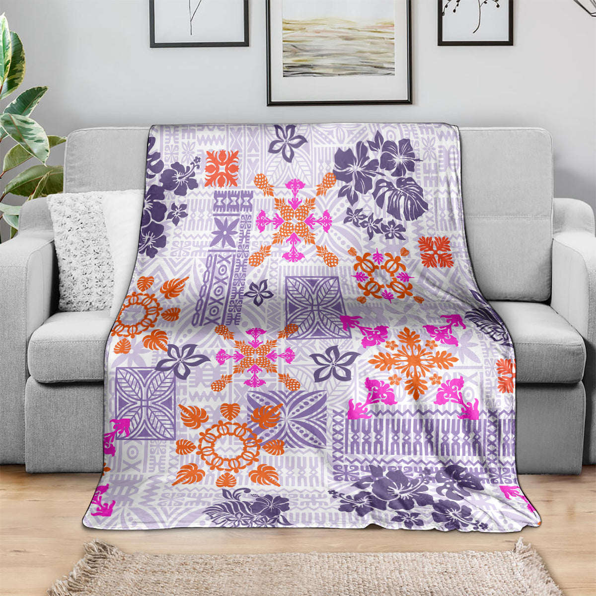 hawaii-tapa-tribal-blanket-with-hawaiian-quilt-pattern-violet