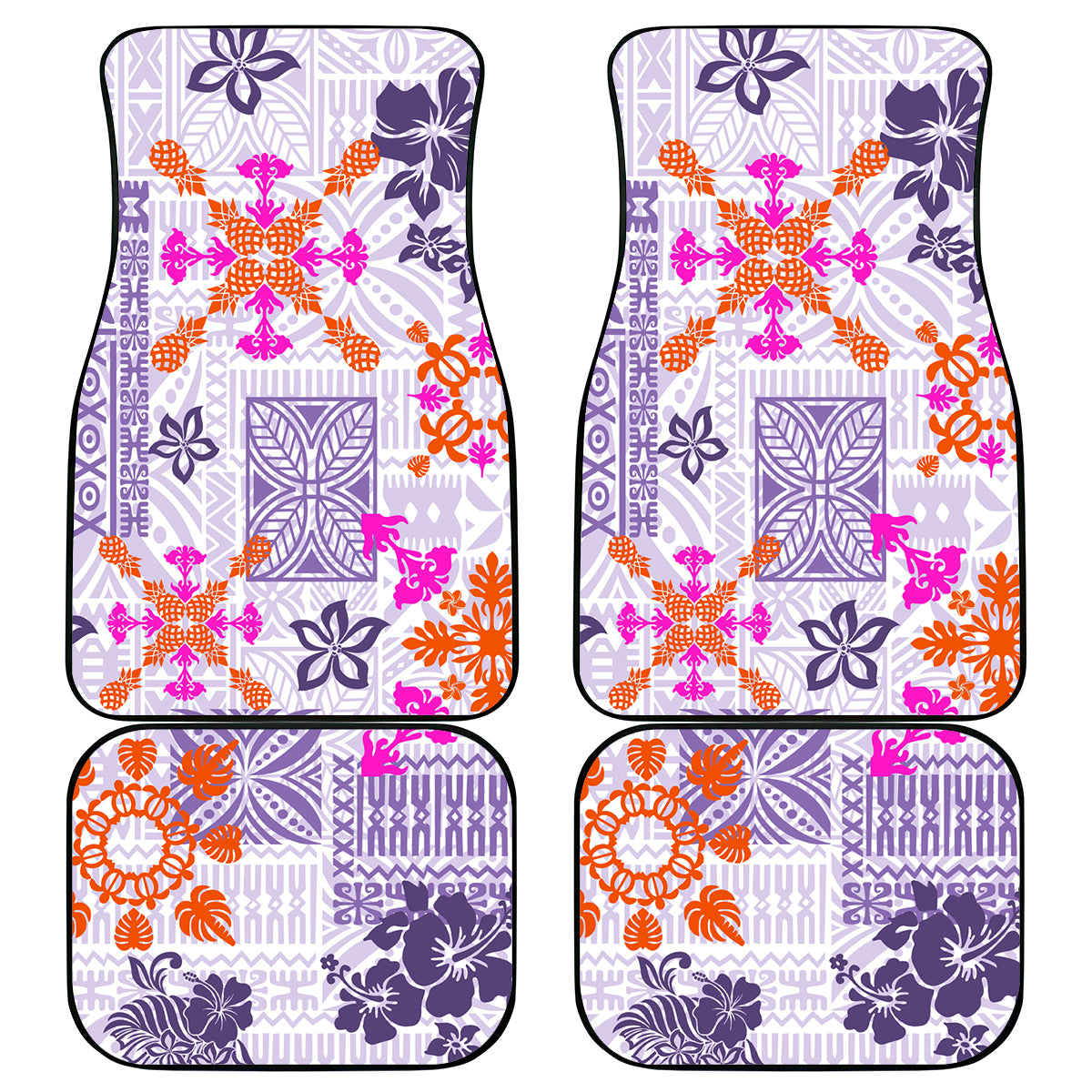 Hawaii Tapa Tribal Car Mats With Hawaiian Quilt Pattern Violet LT9 - Wonder Print Shop
