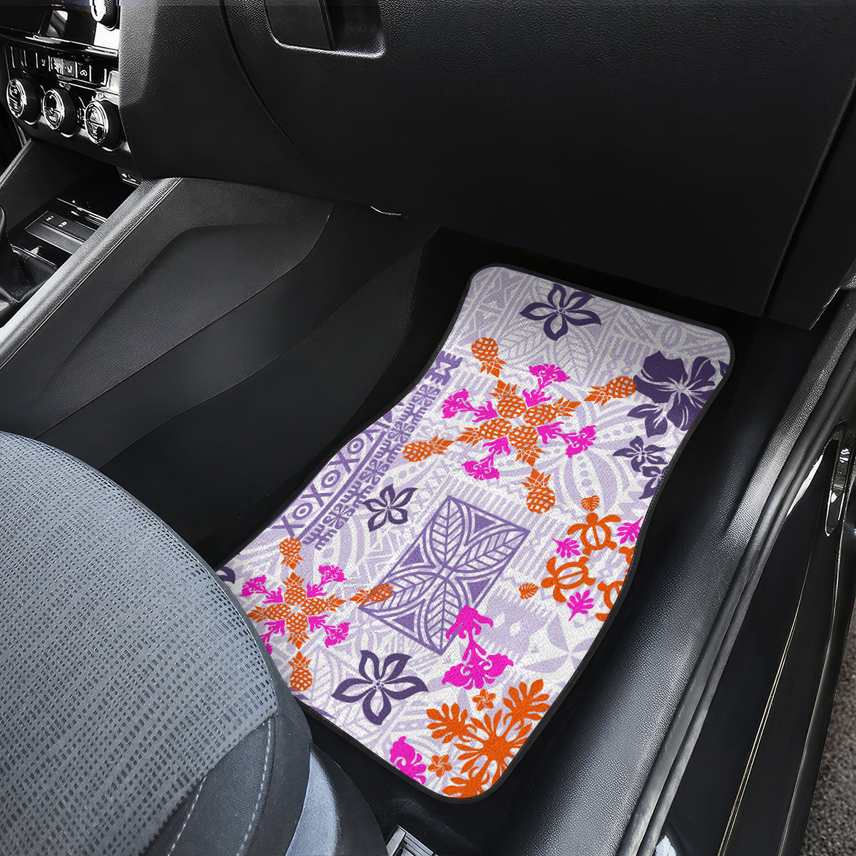 Hawaii Tapa Tribal Car Mats With Hawaiian Quilt Pattern Violet LT9 - Wonder Print Shop