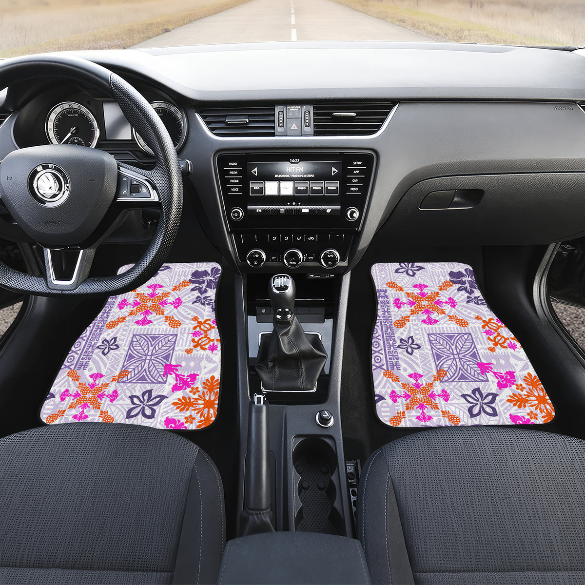 Hawaii Tapa Tribal Car Mats With Hawaiian Quilt Pattern Violet LT9 - Wonder Print Shop