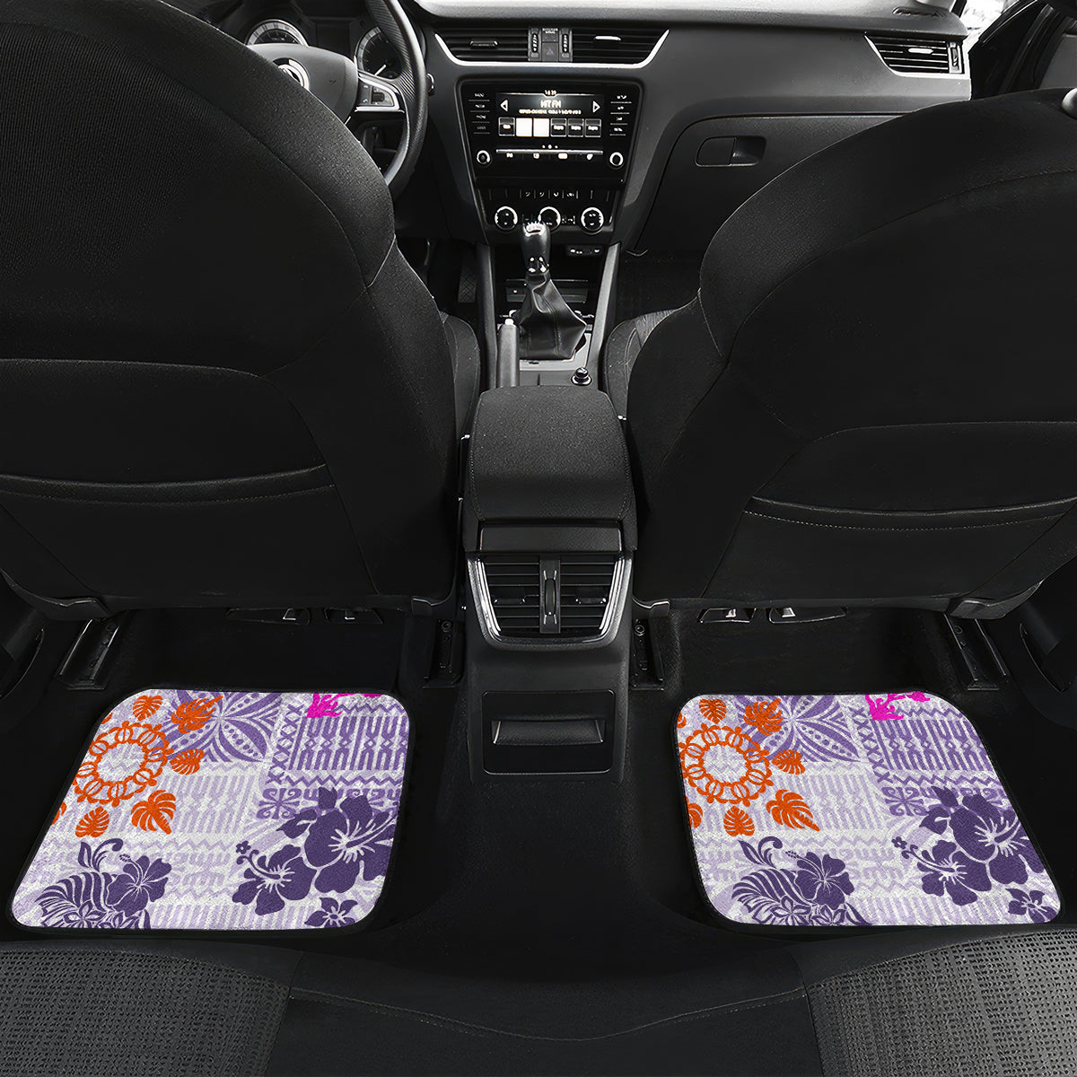 Hawaii Tapa Tribal Car Mats With Hawaiian Quilt Pattern Violet LT9 - Wonder Print Shop