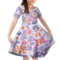 Hawaii Tapa Tribal Family Matching Long Sleeve Bodycon Dress and Hawaiian Shirt With Hawaiian Quilt Pattern Violet LT9 - Wonder Print Shop