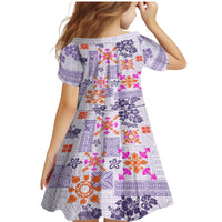 Hawaii Tapa Tribal Family Matching Mermaid Dress and Hawaiian Shirt With Hawaiian Quilt Pattern Violet LT9 - Wonder Print Shop