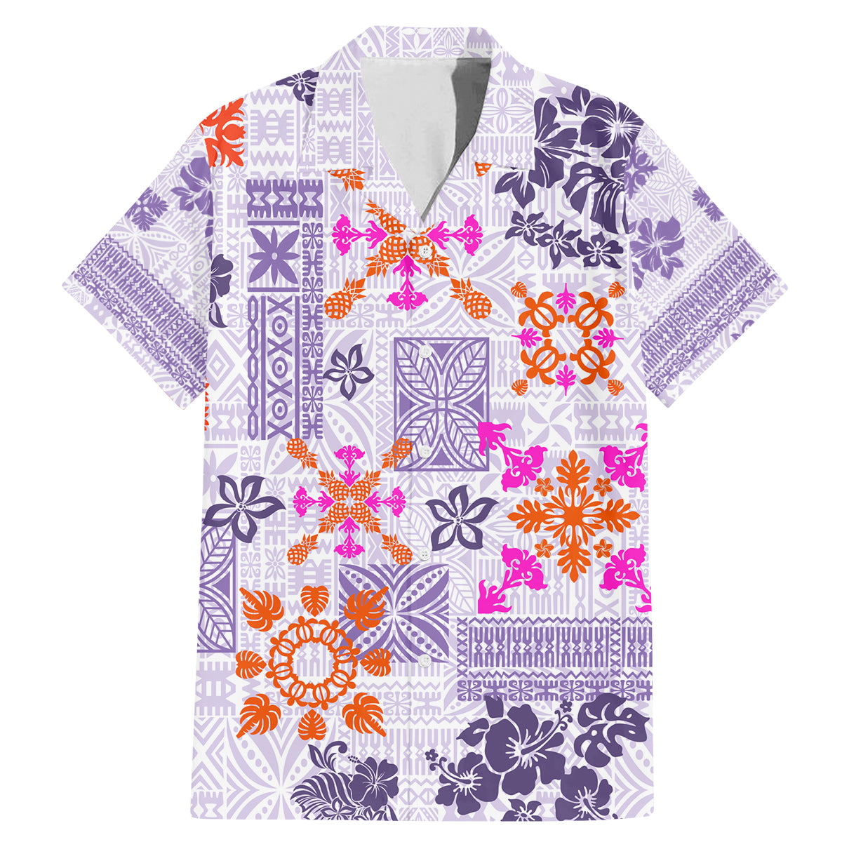 Hawaii Tapa Tribal Family Matching Mermaid Dress and Hawaiian Shirt With Hawaiian Quilt Pattern Violet LT9 - Wonder Print Shop
