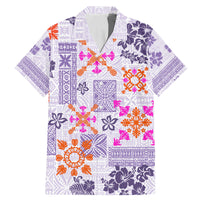 Hawaii Tapa Tribal Family Matching Mermaid Dress and Hawaiian Shirt With Hawaiian Quilt Pattern Violet LT9 - Wonder Print Shop