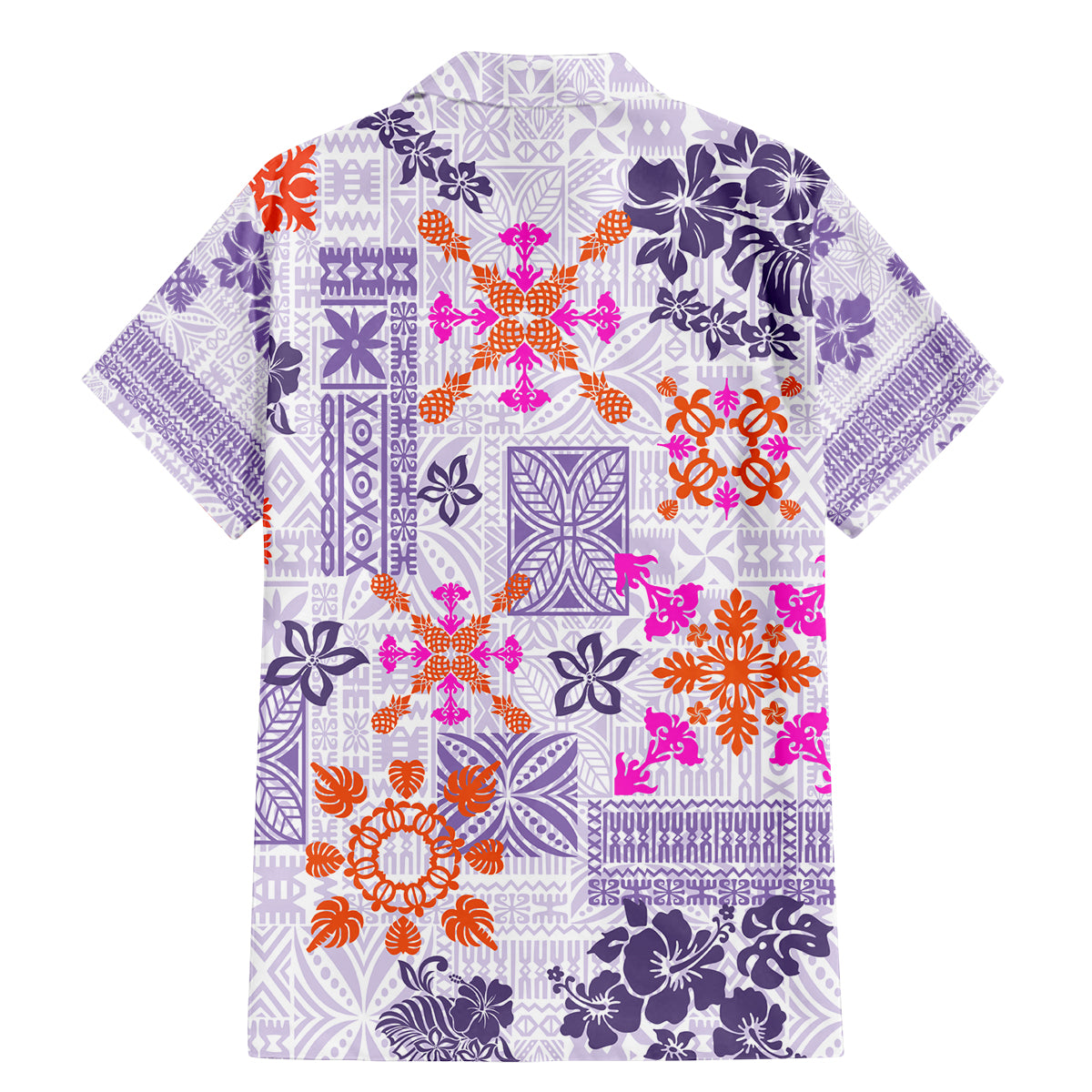 Hawaii Tapa Tribal Family Matching Mermaid Dress and Hawaiian Shirt With Hawaiian Quilt Pattern Violet LT9 - Wonder Print Shop