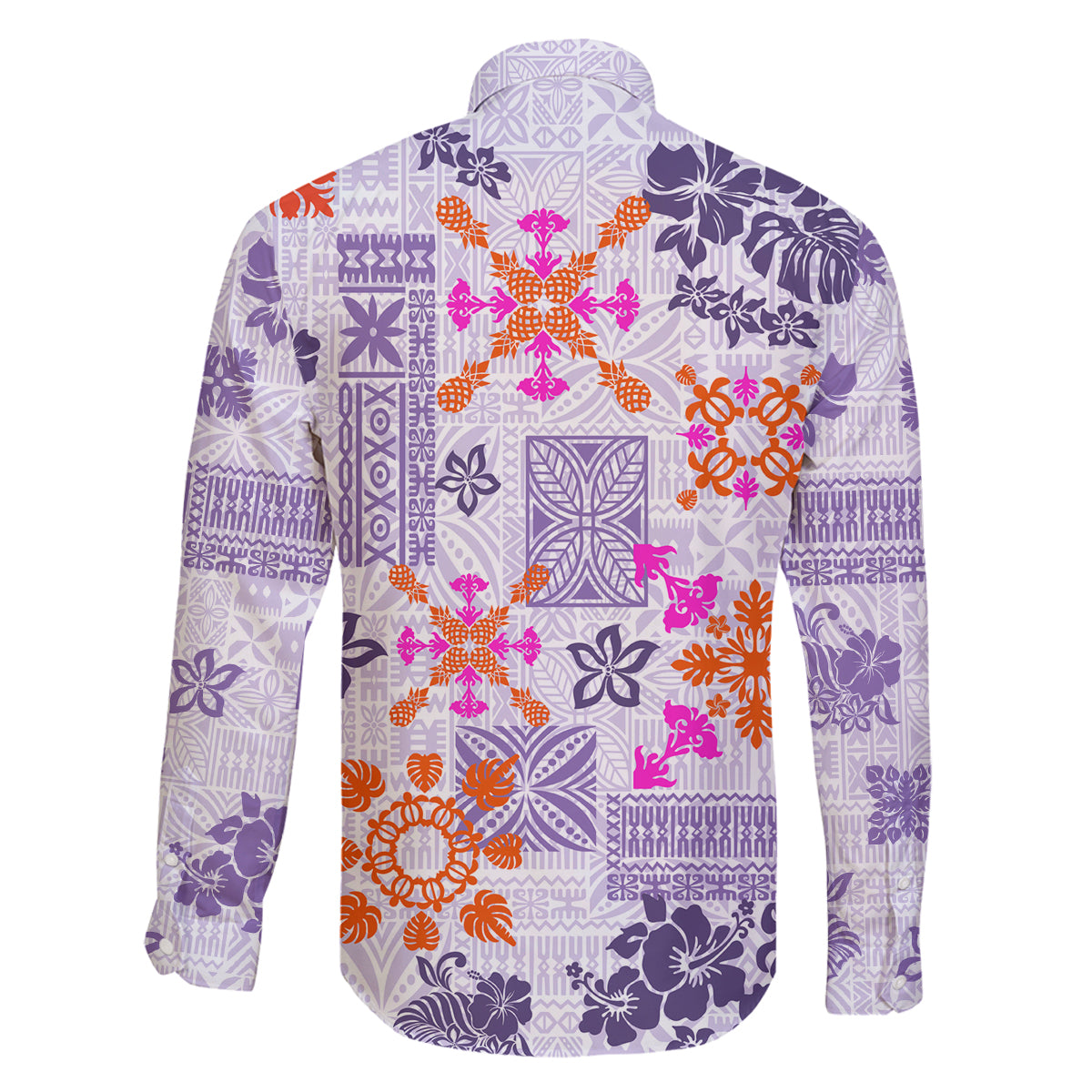 Hawaii Tapa Tribal Family Matching Puletasi Dress and Hawaiian Shirt With Hawaiian Quilt Pattern Violet - Wonder Print Shop