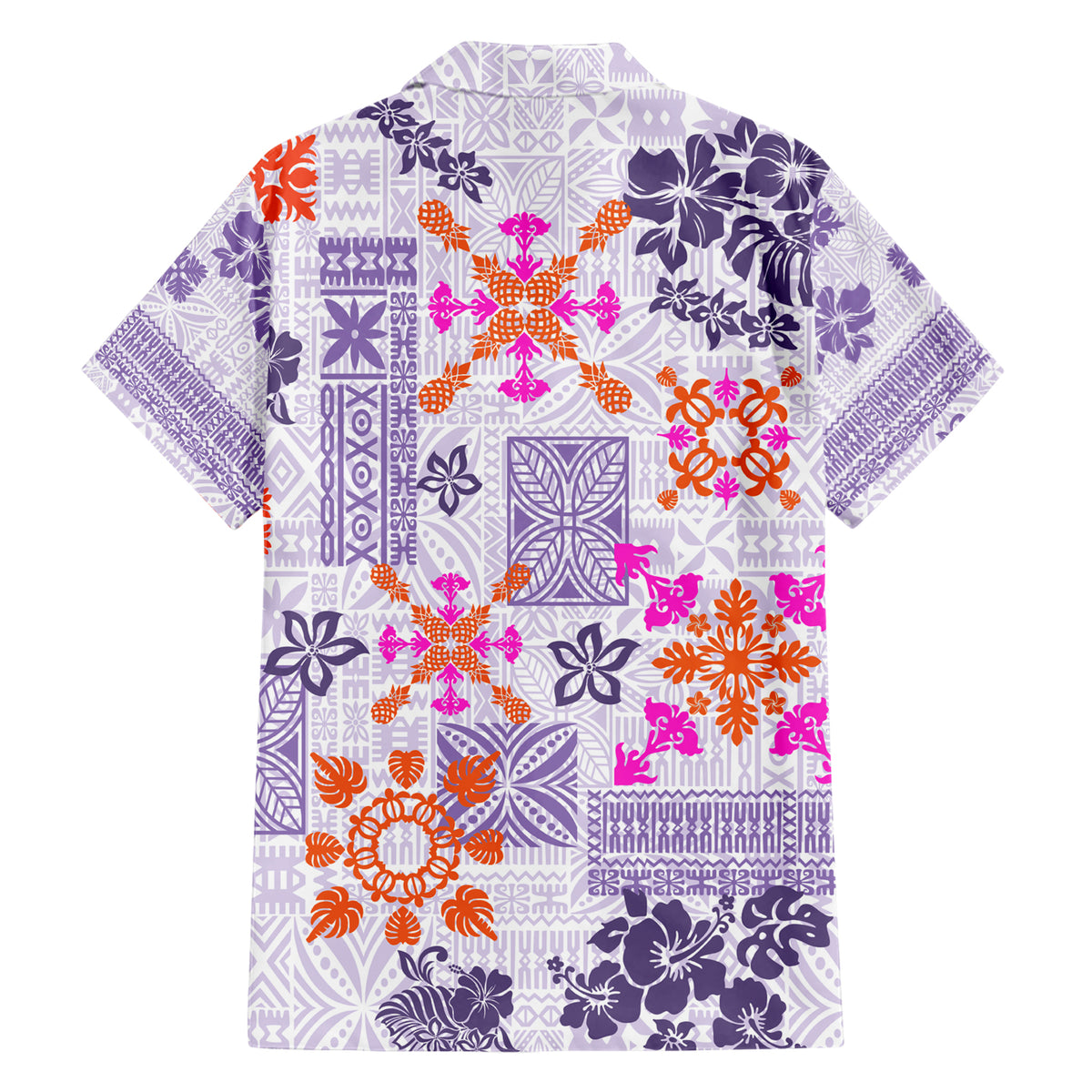 Hawaii Tapa Tribal Family Matching Short Sleeve Bodycon Dress and Hawaiian Shirt With Hawaiian Quilt Pattern Violet - Wonder Print Shop