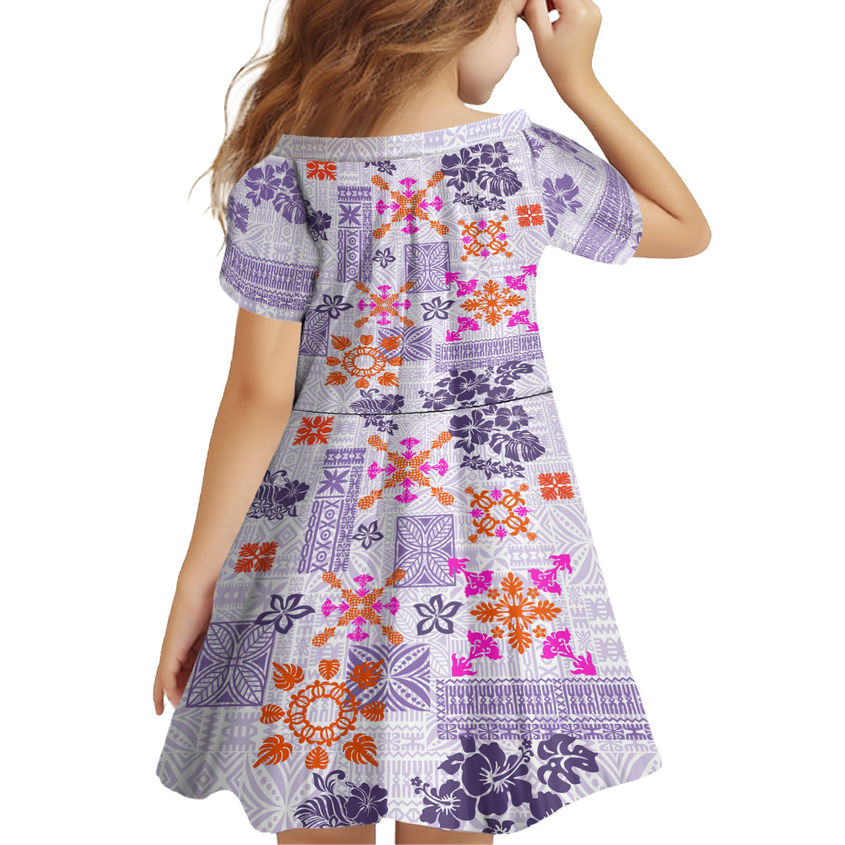 Hawaii Tapa Tribal Family Matching Summer Maxi Dress and Hawaiian Shirt With Hawaiian Quilt Pattern Violet - Wonder Print Shop