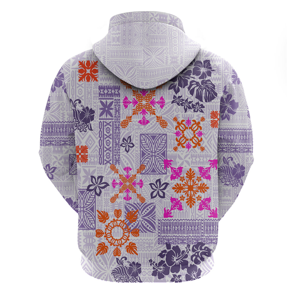 Hawaii Tapa Tribal Hoodie With Hawaiian Quilt Pattern Violet - Wonder Print Shop