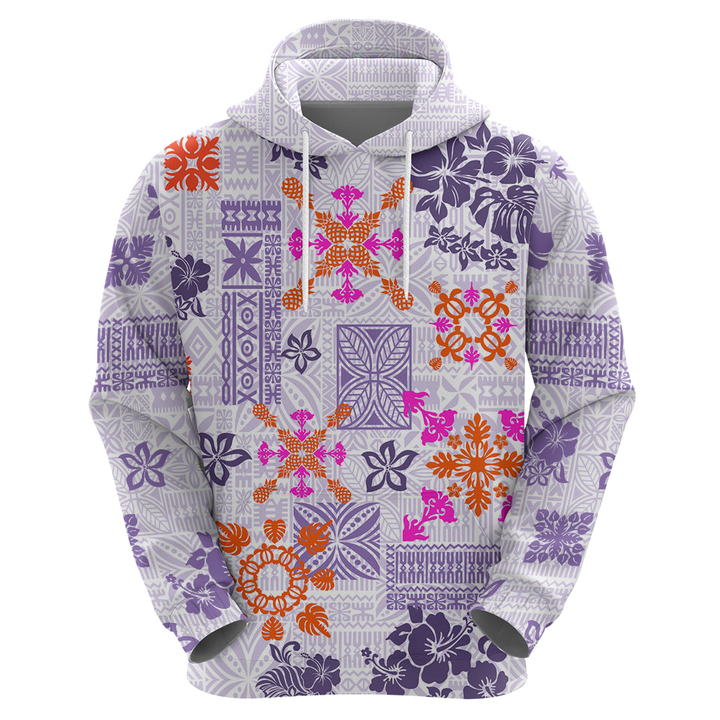Hawaii Tapa Tribal Hoodie With Hawaiian Quilt Pattern Violet - Wonder Print Shop