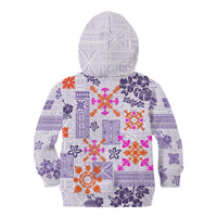 Hawaii Tapa Tribal Kid Hoodie With Hawaiian Quilt Pattern Violet - Wonder Print Shop