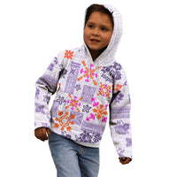 Hawaii Tapa Tribal Kid Hoodie With Hawaiian Quilt Pattern Violet - Wonder Print Shop