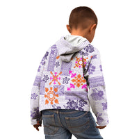 Hawaii Tapa Tribal Kid Hoodie With Hawaiian Quilt Pattern Violet - Wonder Print Shop