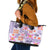 Hawaii Tapa Tribal Leather Tote Bag With Hawaiian Quilt Pattern Violet - Wonder Print Shop