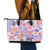 Hawaii Tapa Tribal Leather Tote Bag With Hawaiian Quilt Pattern Violet - Wonder Print Shop