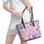 Hawaii Tapa Tribal Leather Tote Bag With Hawaiian Quilt Pattern Violet - Wonder Print Shop