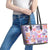 Hawaii Tapa Tribal Leather Tote Bag With Hawaiian Quilt Pattern Violet - Wonder Print Shop