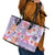 Hawaii Tapa Tribal Leather Tote Bag With Hawaiian Quilt Pattern Violet - Wonder Print Shop