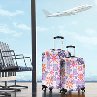 Hawaii Tapa Tribal Luggage Cover With Hawaiian Quilt Pattern Violet - Wonder Print Shop