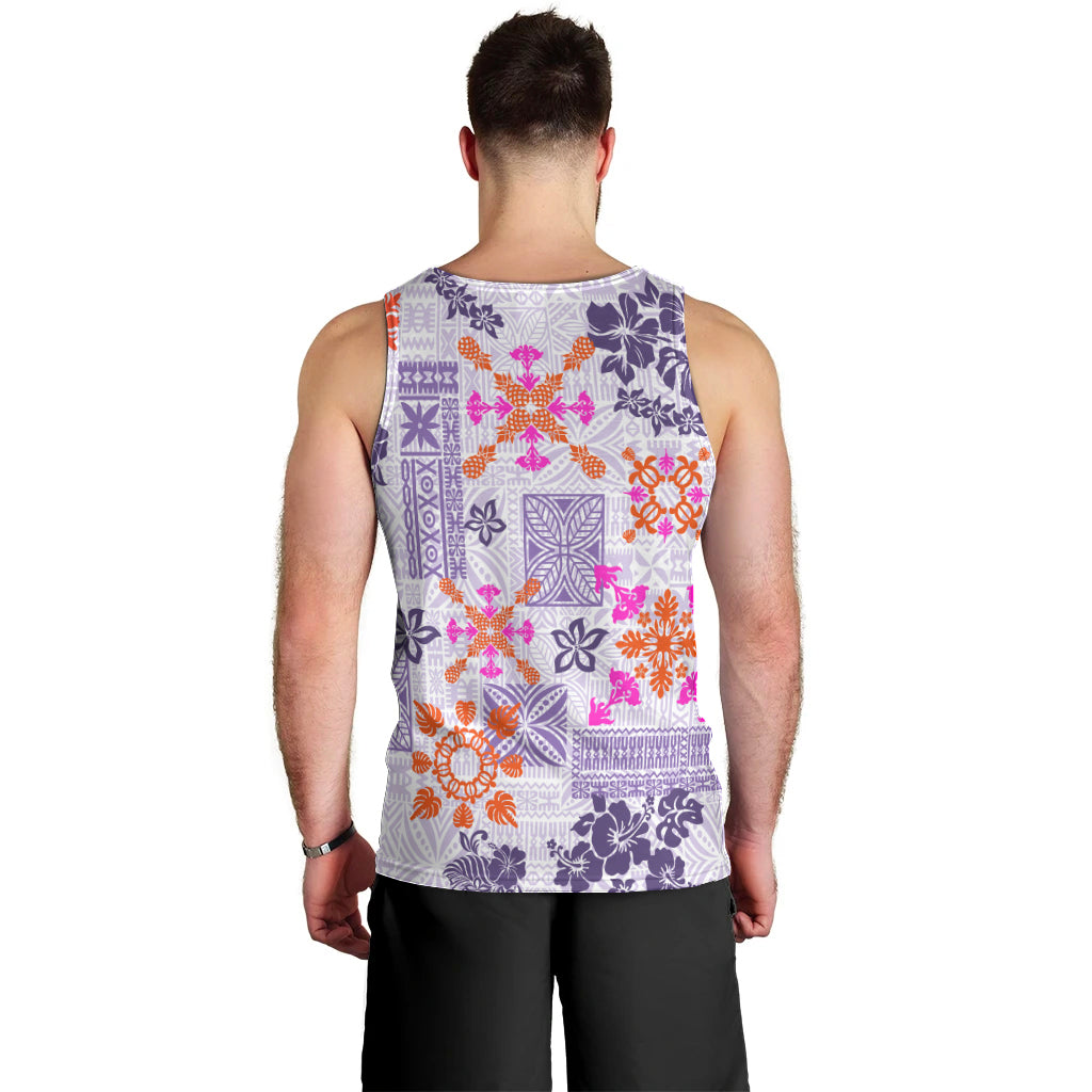 Hawaii Tapa Tribal Men Tank Top With Hawaiian Quilt Pattern Violet - Wonder Print Shop