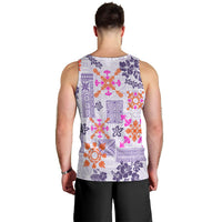 Hawaii Tapa Tribal Men Tank Top With Hawaiian Quilt Pattern Violet - Wonder Print Shop