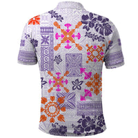 Hawaii Tapa Tribal Polo Shirt With Hawaiian Quilt Pattern Violet - Wonder Print Shop