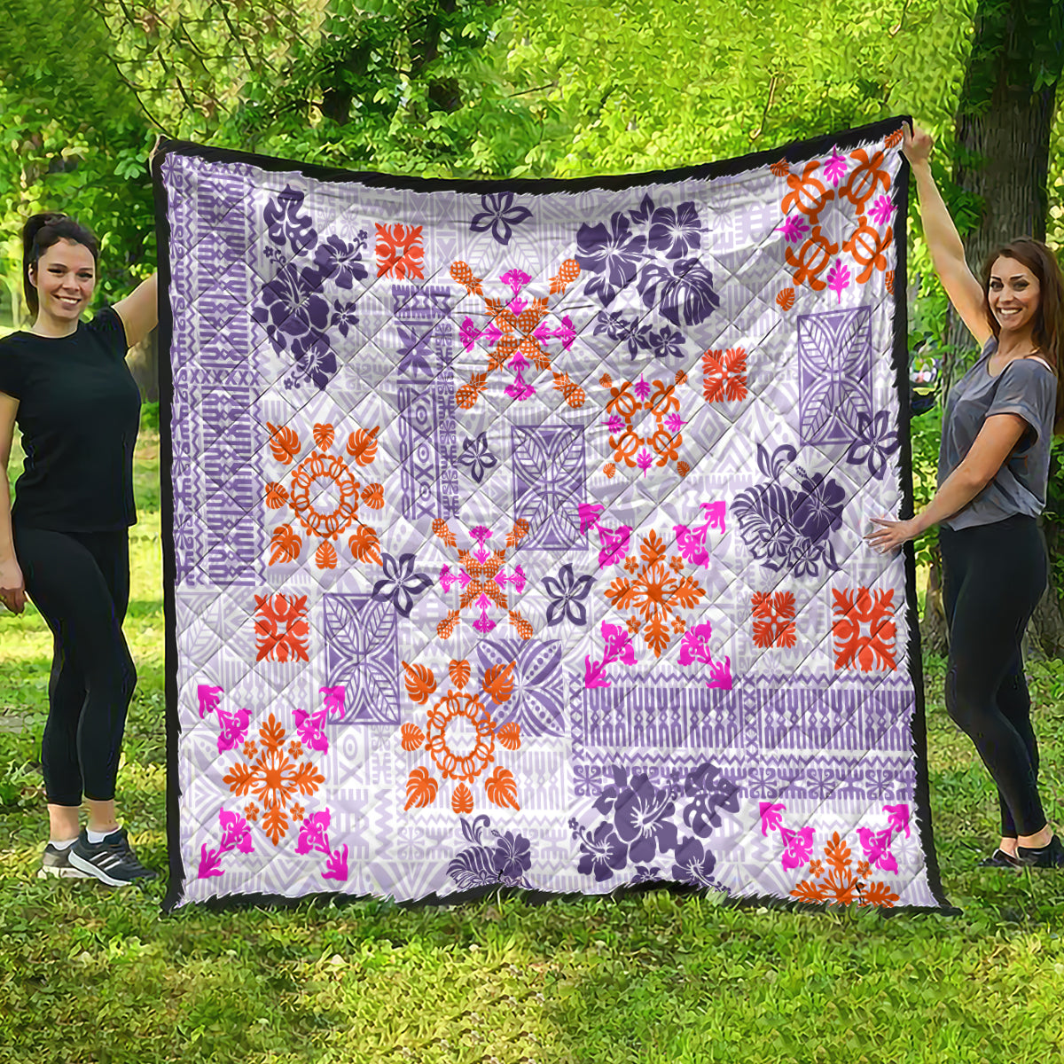 Hawaii Tapa Tribal Quilt With Hawaiian Quilt Pattern Violet - Wonder Print Shop