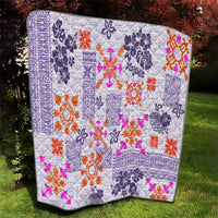 Hawaii Tapa Tribal Quilt With Hawaiian Quilt Pattern Violet - Wonder Print Shop