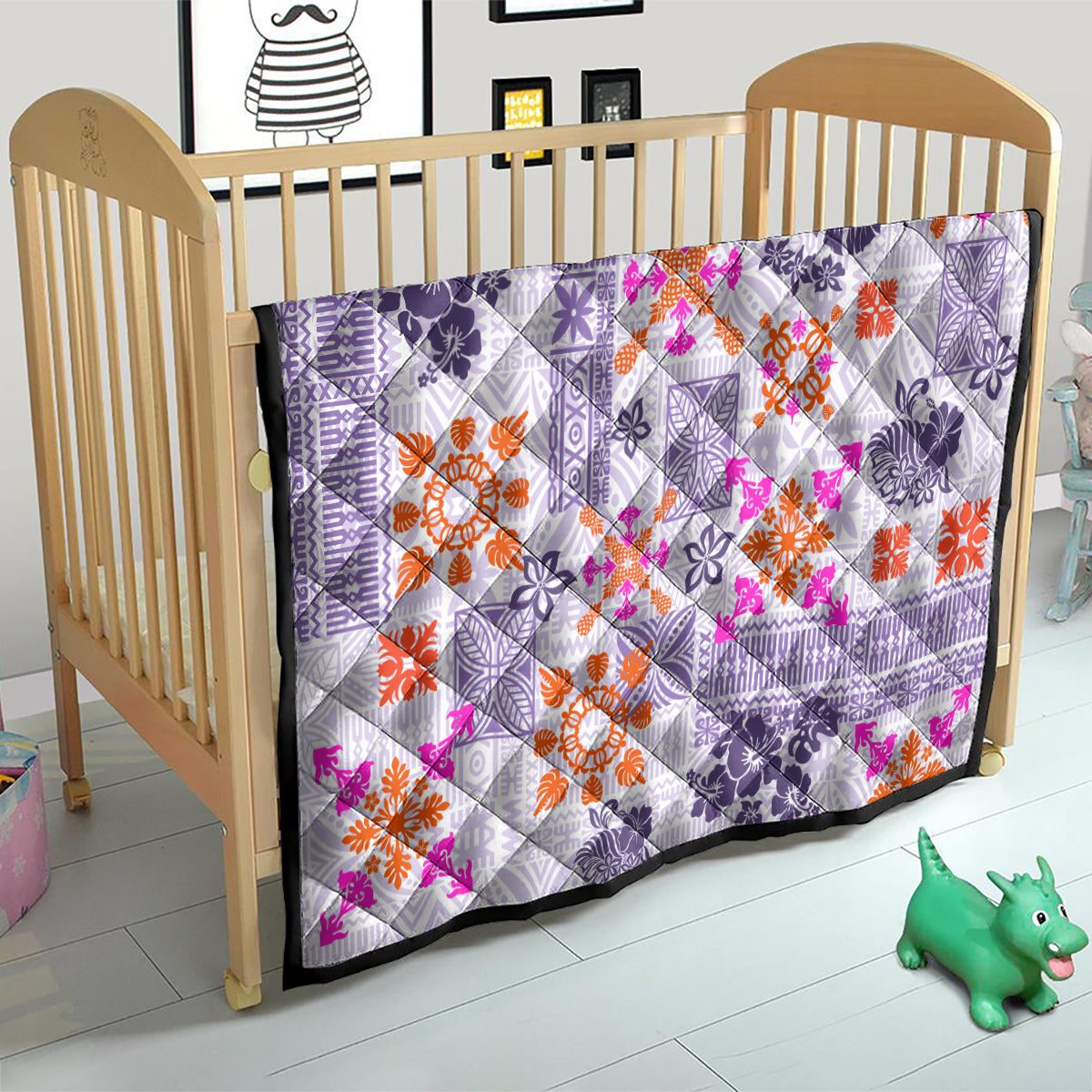 Hawaii Tapa Tribal Quilt With Hawaiian Quilt Pattern Violet - Wonder Print Shop