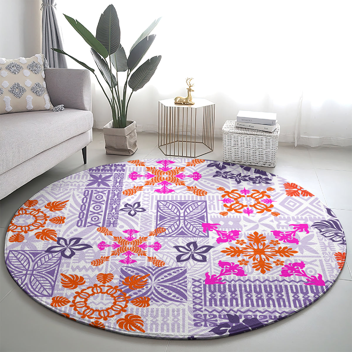 hawaii-tapa-tribal-round-carpet-with-hawaiian-quilt-pattern-violet