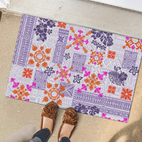 Hawaii Tapa Tribal Rubber Doormat With Hawaiian Quilt Pattern Violet - Wonder Print Shop