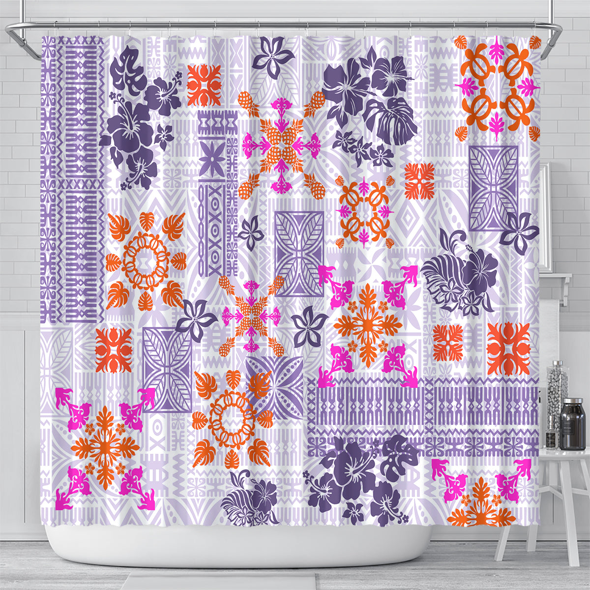 hawaii-tapa-tribal-shower-curtain-with-hawaiian-quilt-pattern-violet