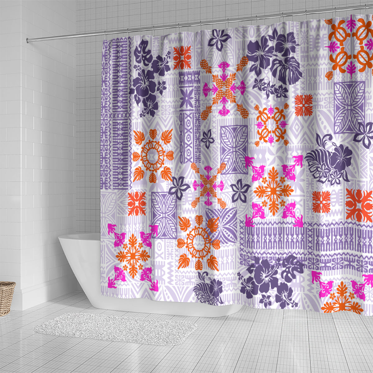 hawaii-tapa-tribal-shower-curtain-with-hawaiian-quilt-pattern-violet